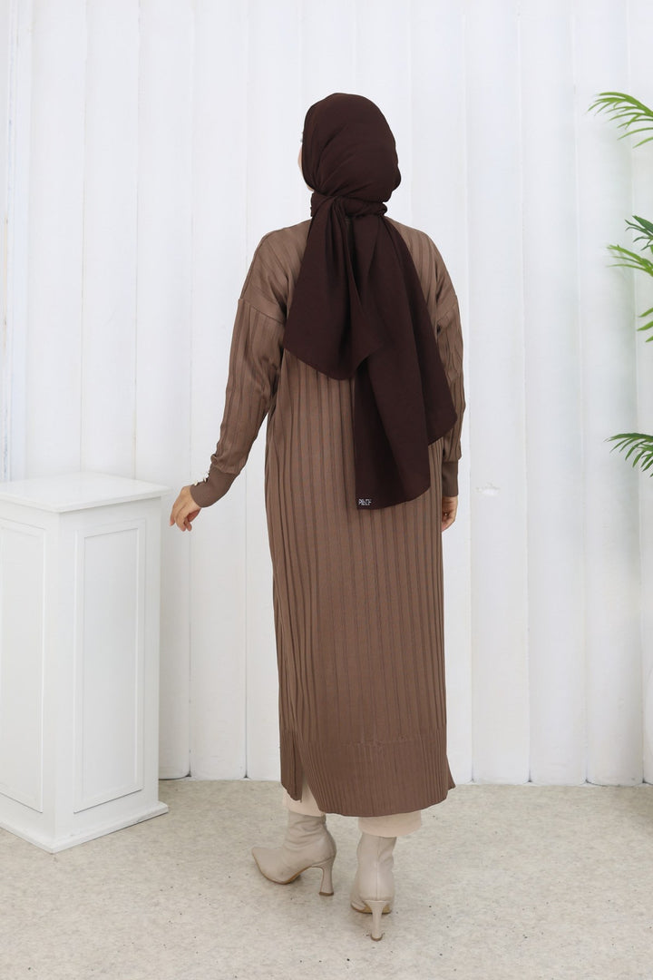 BNG Women Patterned Long Mercerized Cardigan N3257 Mink - Upper Arlington