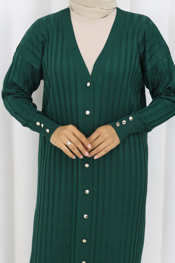 BNG Women Desenli Uzun Merserize Hırka N3257 Zümrüt Yeşili - Collado-Villalba