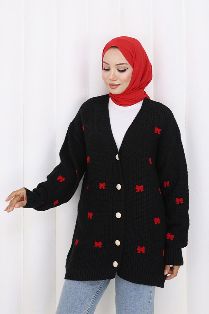 BNG Women Fiyonk Detaylı Triko Hırka N490 Siyah - Tepalcatepec