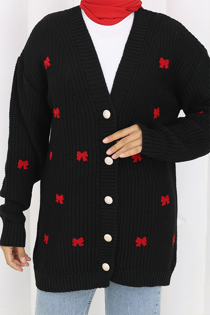 BNG Women Fiyonk Detaylı Triko Hırka N490 Siyah - Tepalcatepec