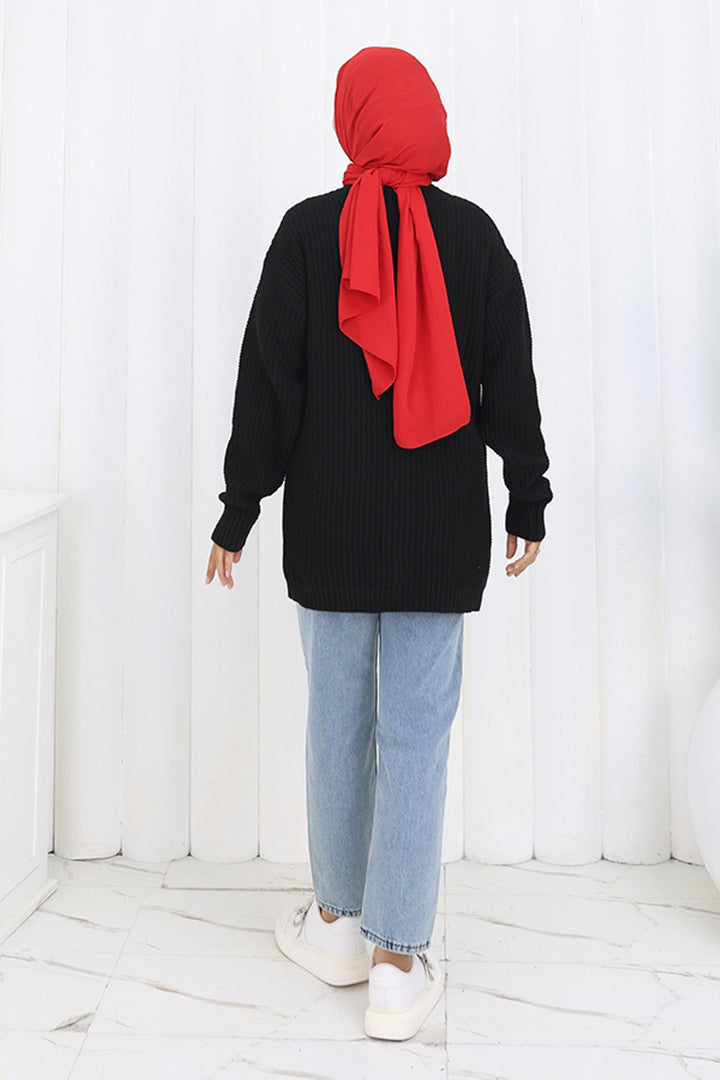 BNG Women Fiyonk Detaylı Triko Hırka N490 Siyah - Tepalcatepec