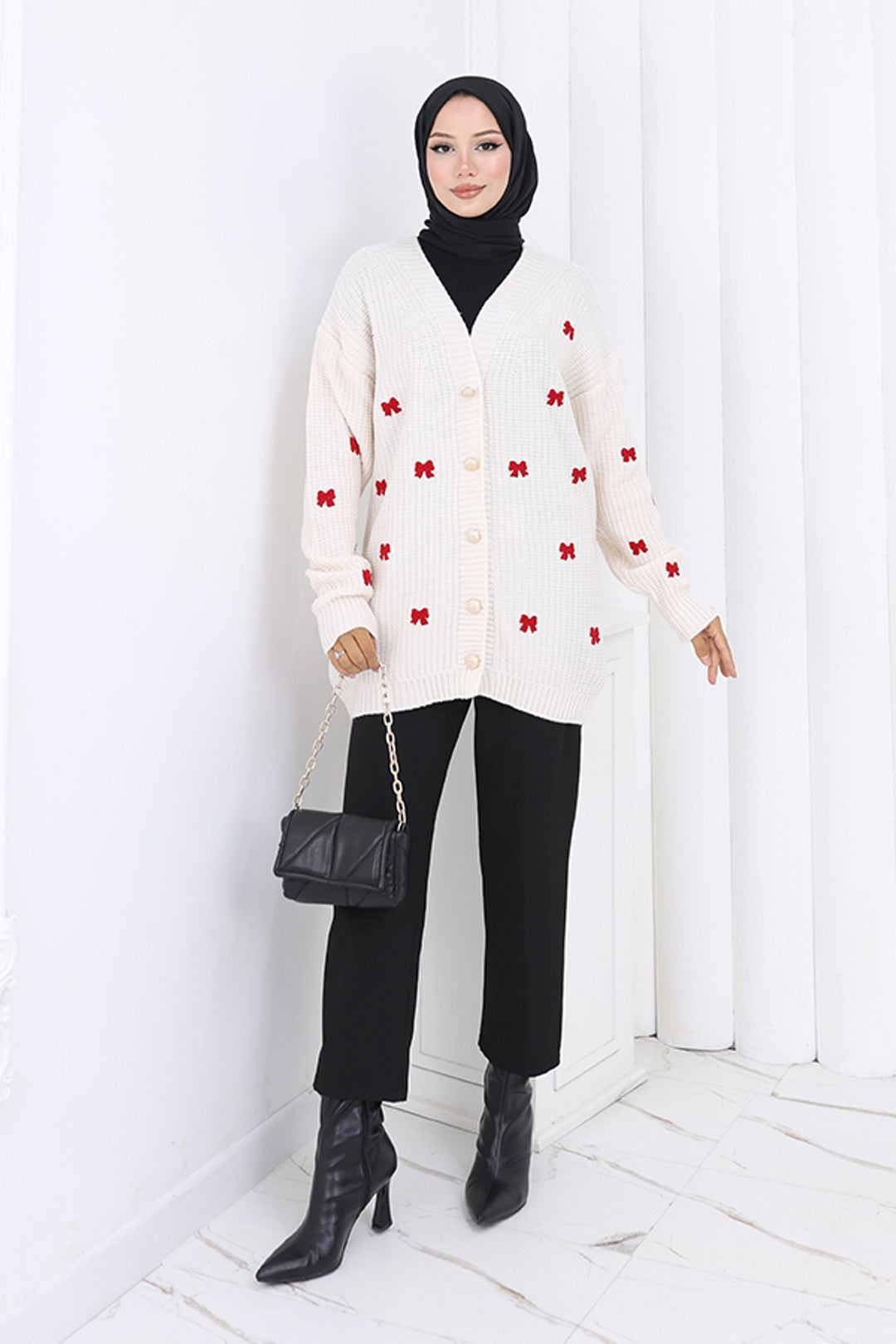 BNG Women Fiyonk Detaylı Triko Hırka N490 Taş Rengi - Sérres