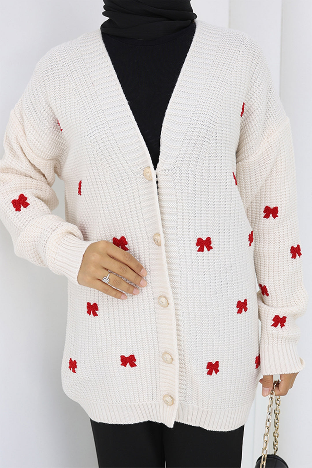 BNG Women Fiyonk Detaylı Triko Hırka N490 Taş Rengi - Sérres