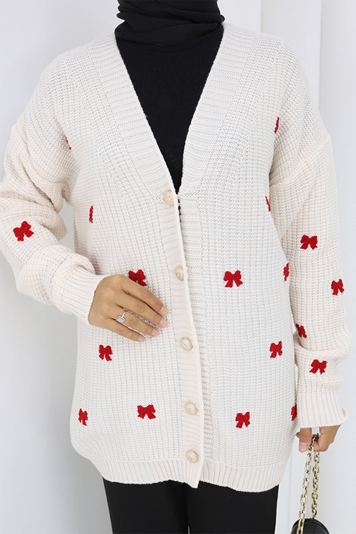 BNG Women Fiyonk Detaylı Triko Hırka N490 Taş Rengi - Sérres