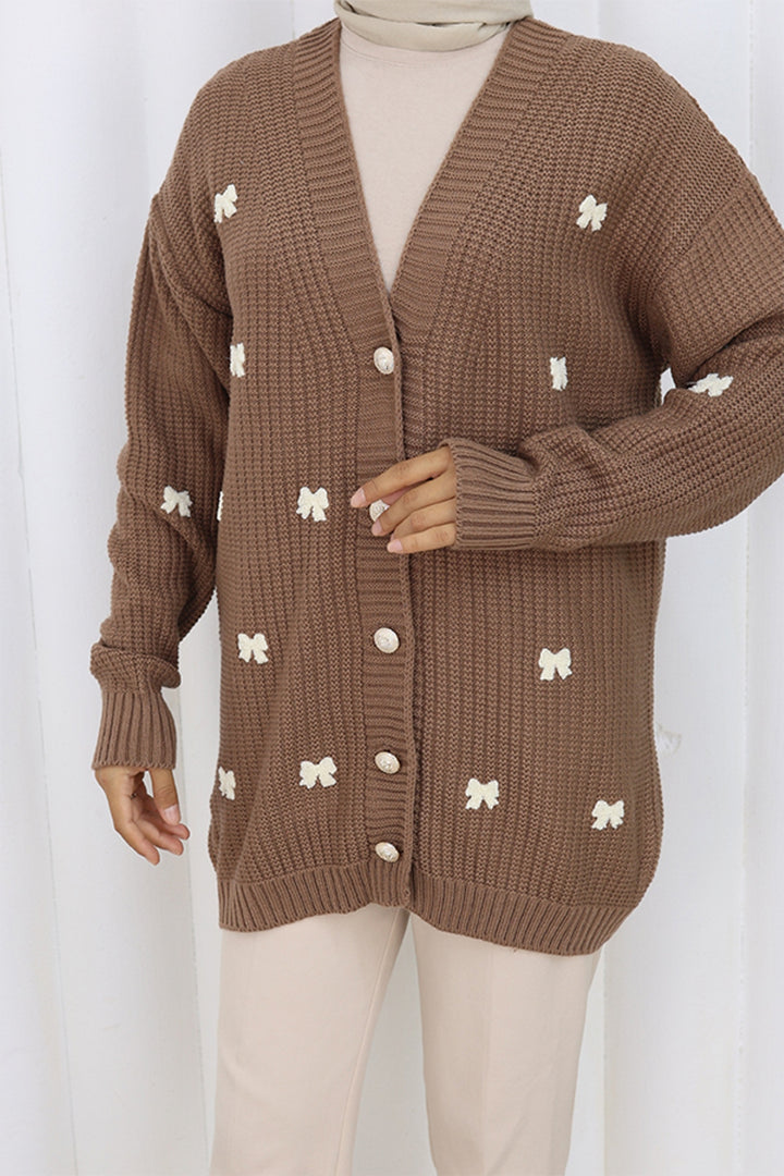 BNG Women Fiyonk Detaylı Triko Hırka N490 Vizon - Plainfield