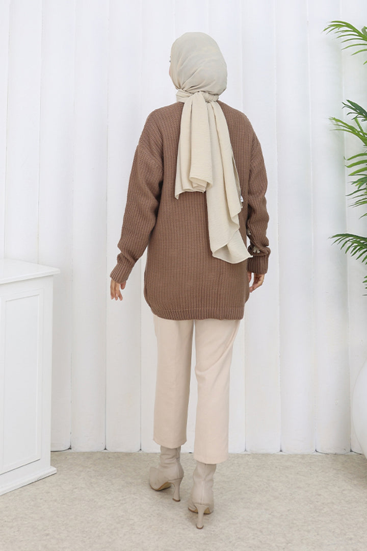 BNG Women Fiyonk Detaylı Triko Hırka N490 Vizon - Plainfield