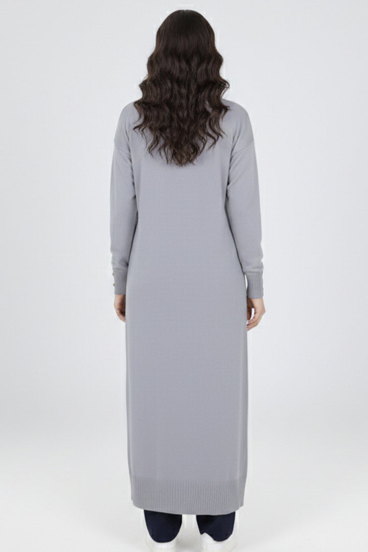 BNG Women Merserize Uzun Hırka N3250 Gri - Grasse