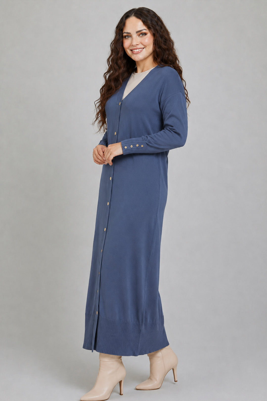 BNG Women Merserize Uzun Hırka N3250 İndigo - Catalina Foothills