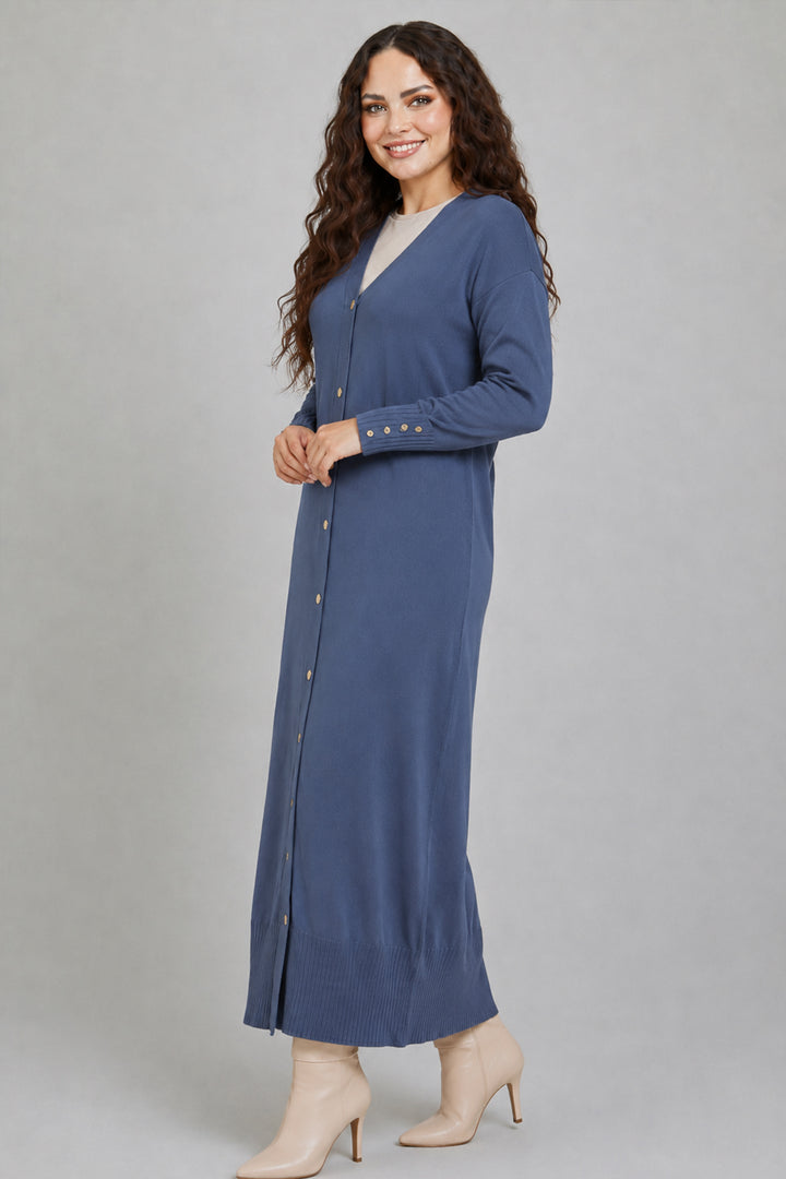 BNG Women Merserize Uzun Hırka N3250 İndigo - Catalina Foothills