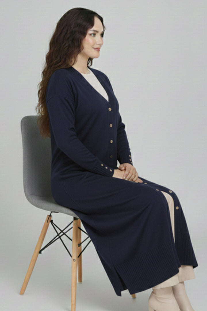 BNG Women Merserize Uzun Hırka N3250 Lacivert - Cleveland