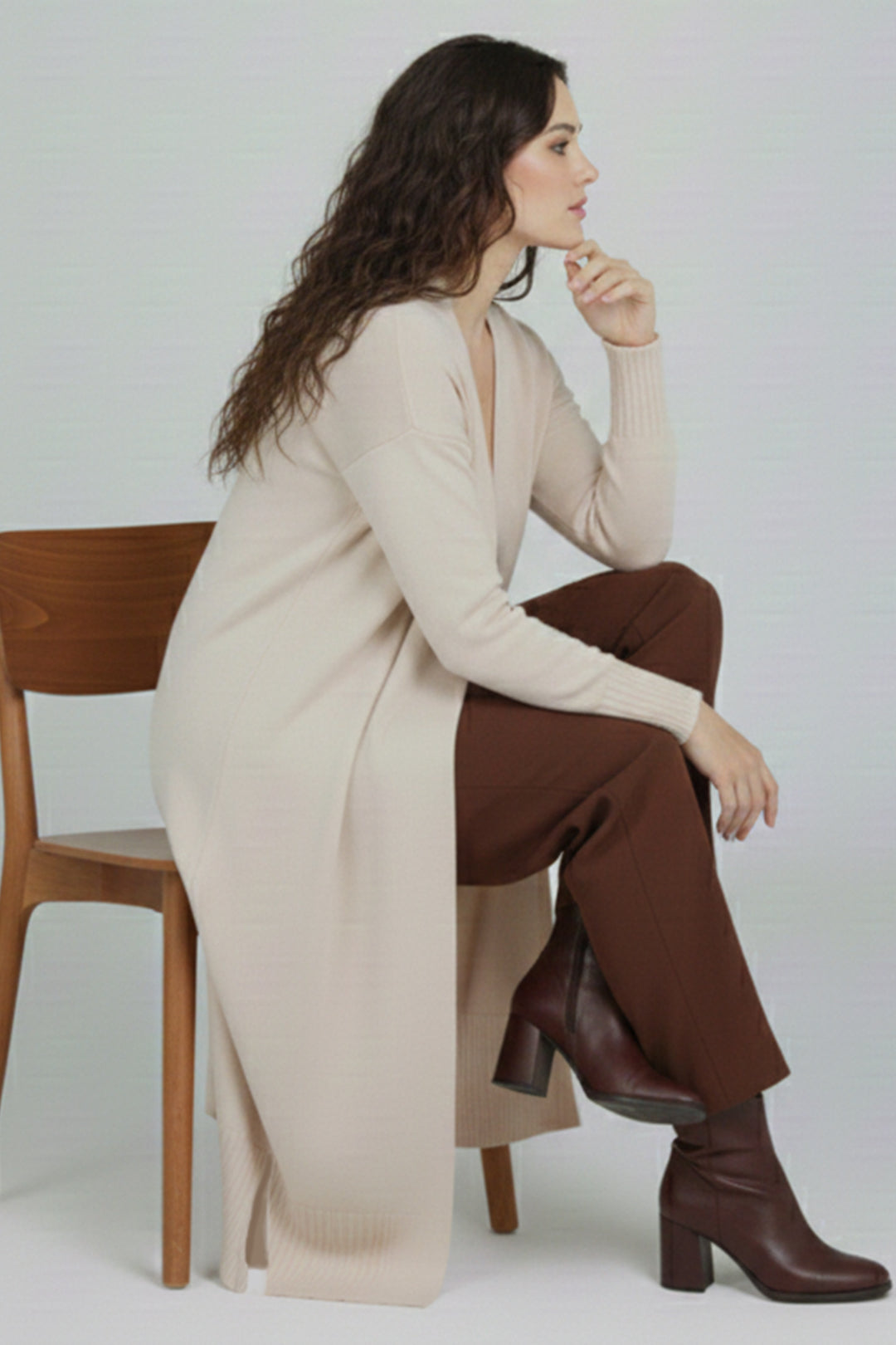 BNG Women Mercerized Long Cardigan N3250 Stone Color - Umán