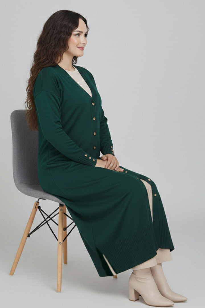 BNG Women Merserize Uzun Hırka N3250 Zümrüt Yeşili - San Bernardino