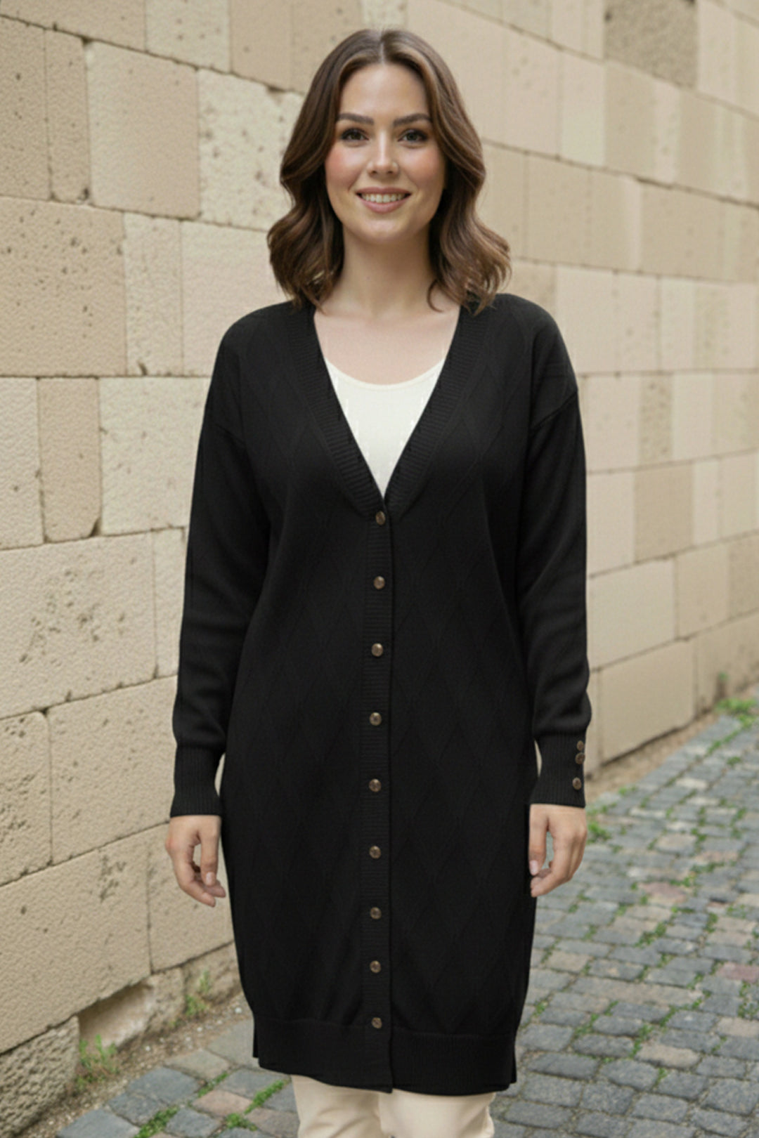 BNG Women Desenli Hırka N3290 Siyah - Bocholt