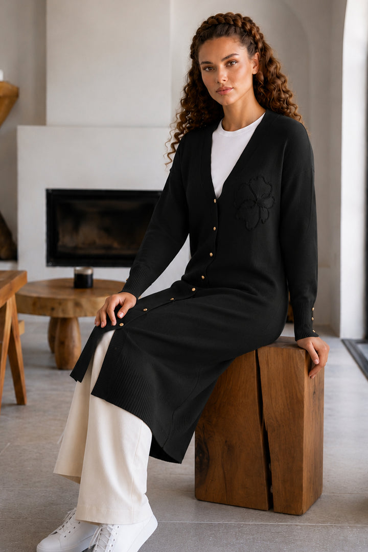 BNG Women Uzun Merserize Hırka N3338 Siyah - Buchholz in der Nordheide