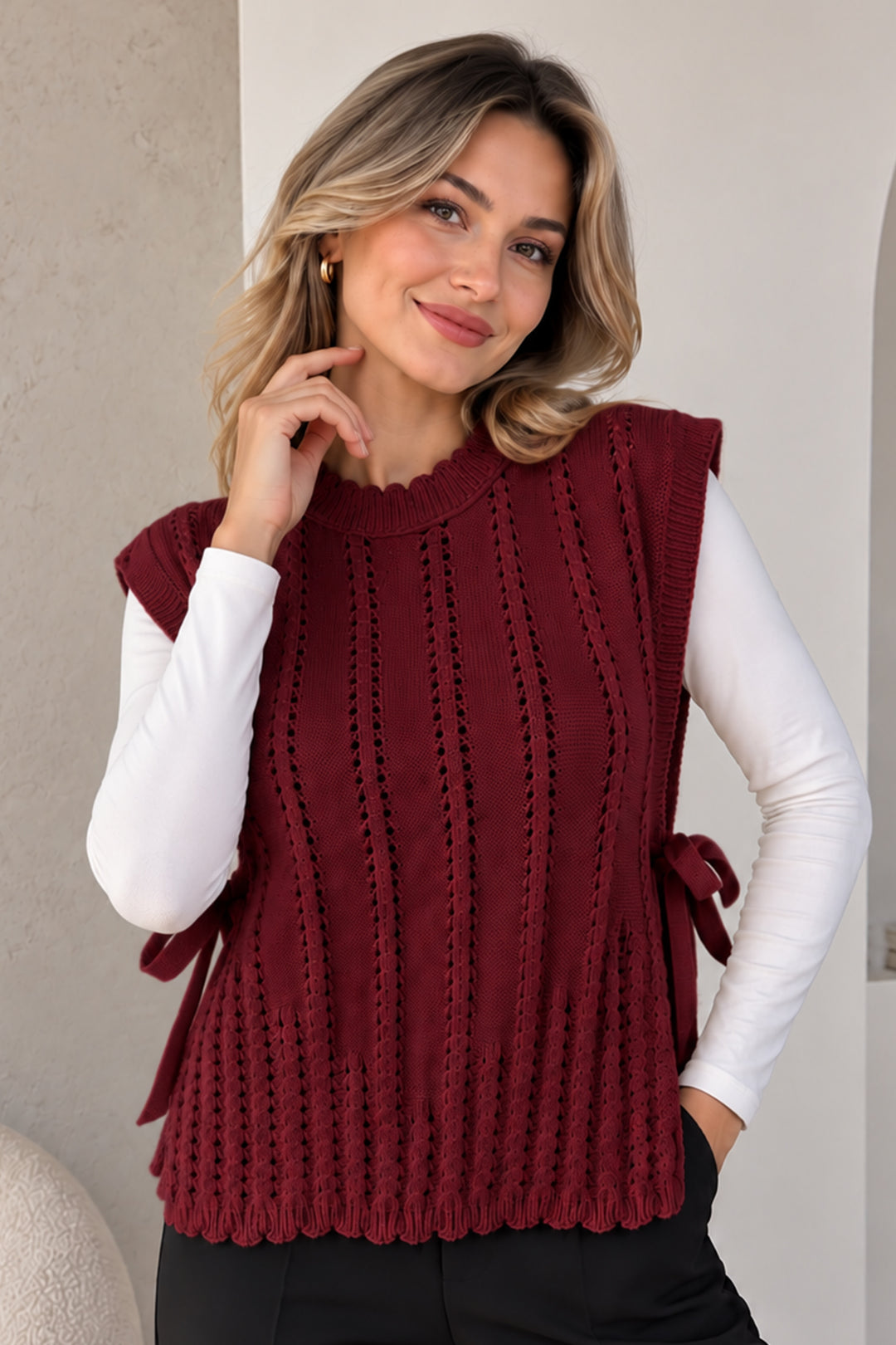 BNG Women Akrilik Triko Süveter N521 Bordo - Leipzig