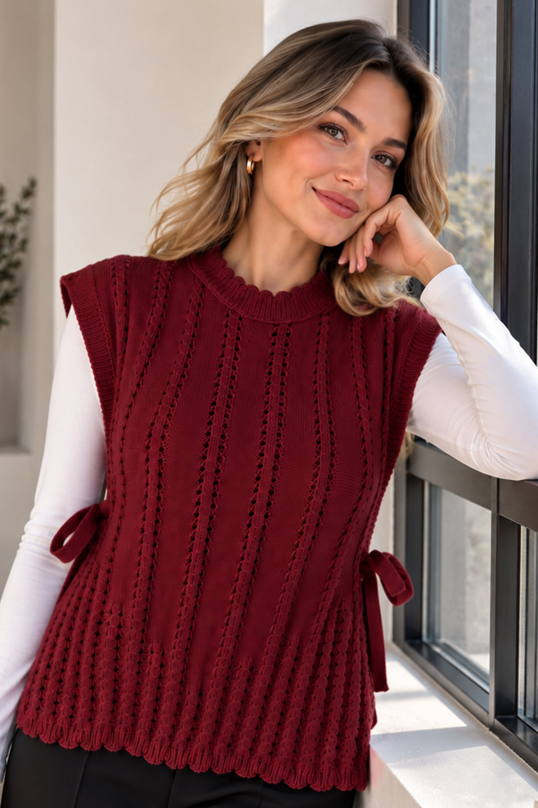 BNG Women Akrilik Triko Süveter N521 Bordo - Leipzig