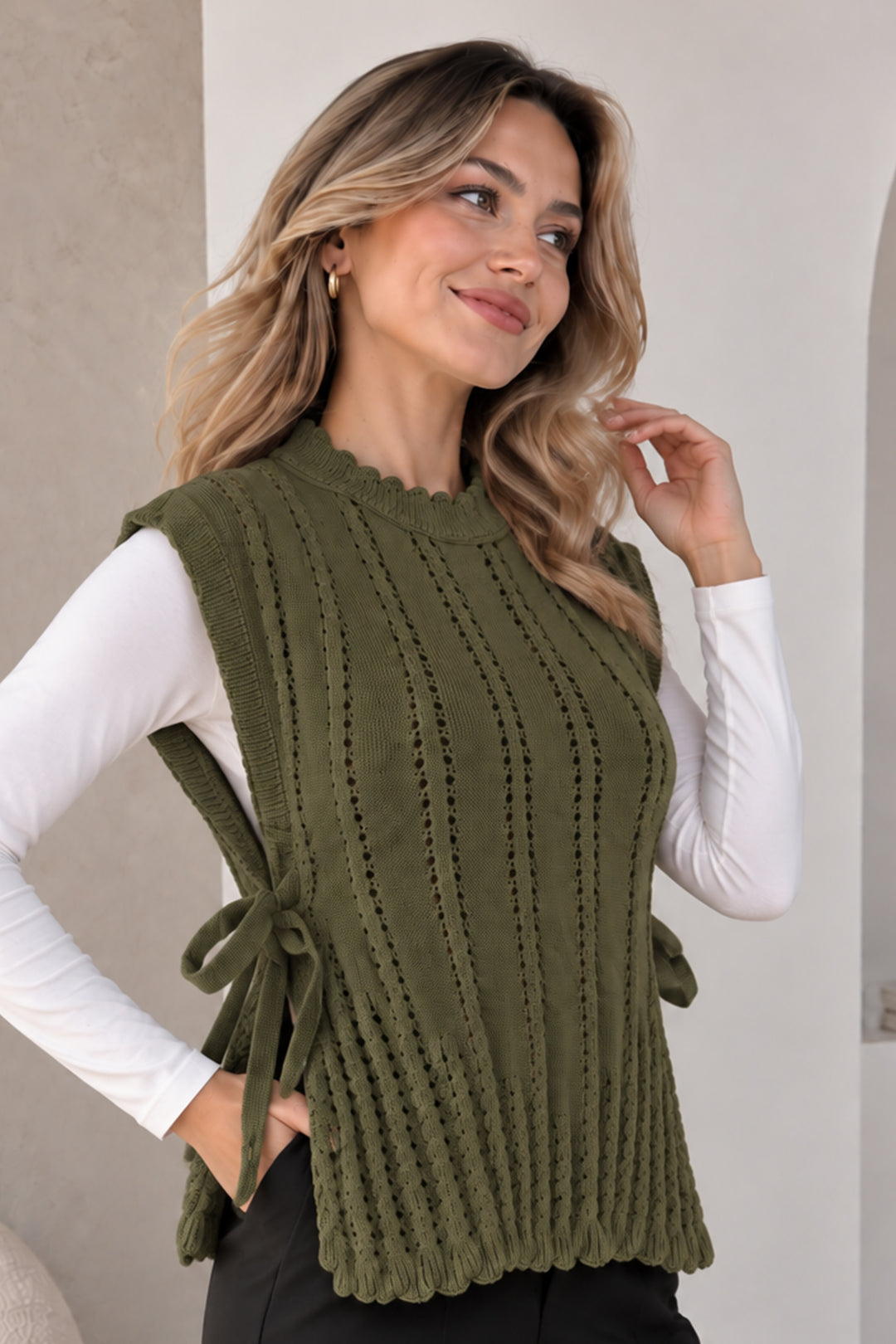 BNG Women Akrilik Triko Süveter N521 Haki - Manhattan