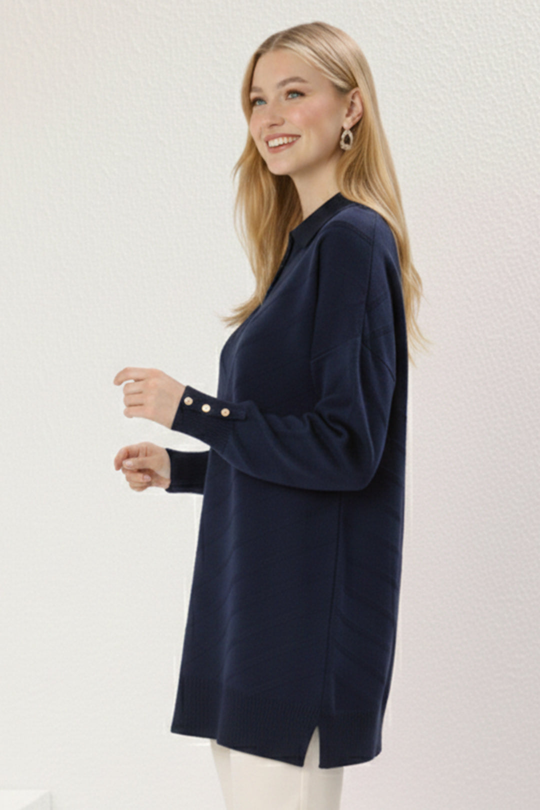 BNG Women Desenli Tesettür Tunik N3304 Lacivert - Sicklerville