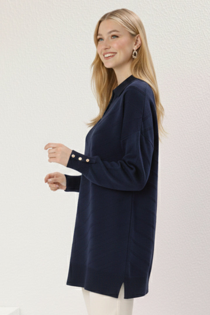 BNG Women Desenli Tesettür Tunik N3304 Lacivert - Sicklerville