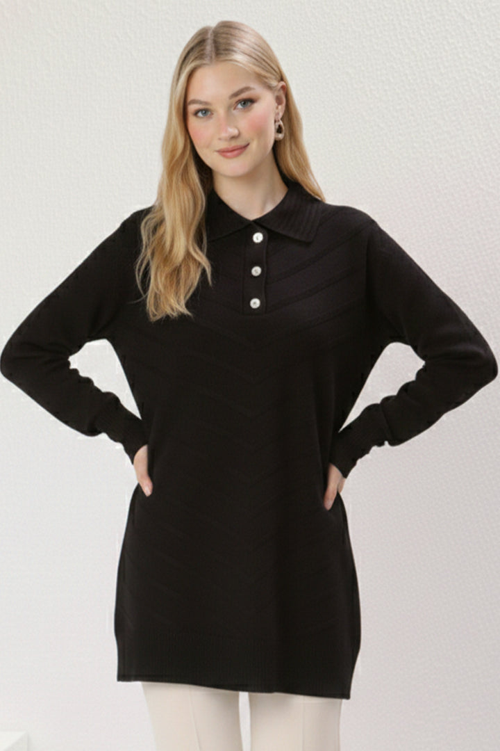 BNG Women Desenli Tesettür Tunik N3304 Siyah - Smithtown