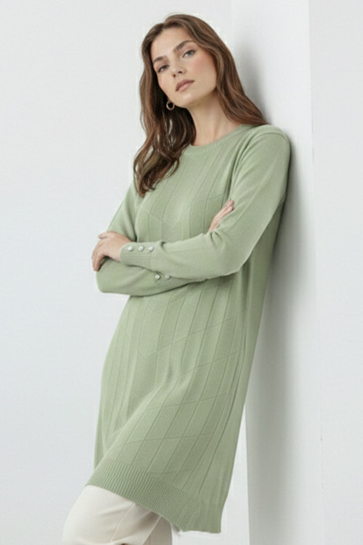 BNG Women Desenli Tunik N3293 Çağla - Seaside