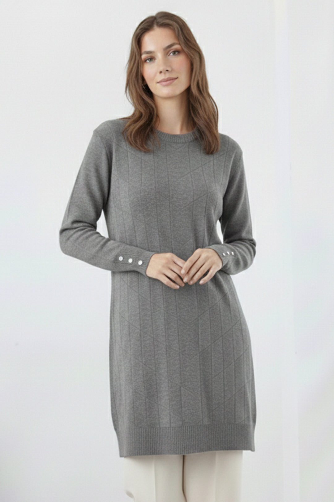 BNG Women Desenli Tunik N3293 Gri - Margate