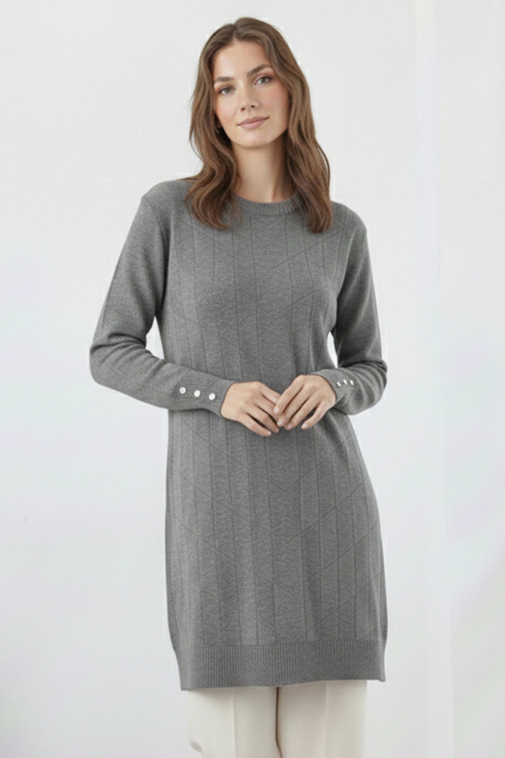 BNG Women Desenli Tunik N3293 Gri - Margate