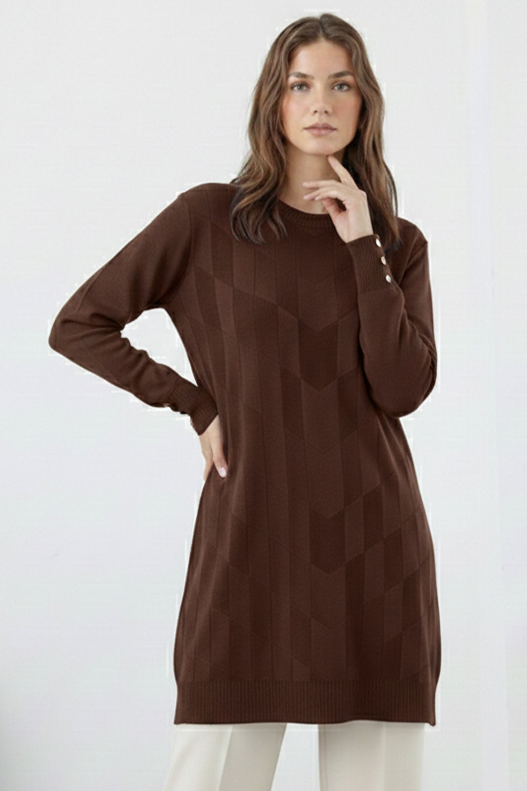 BNG Women Desenli Tunik N3293 Kahverengi - Klagenfurt