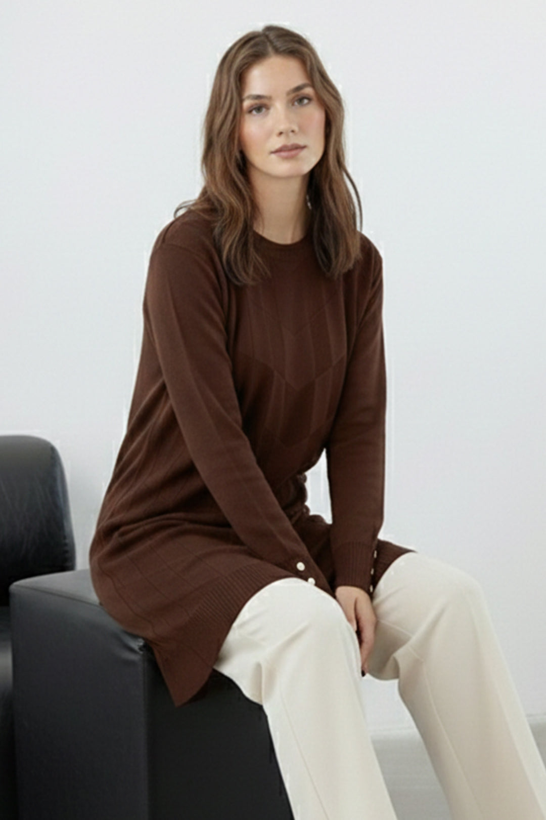 BNG Women Desenli Tunik N3293 Kahverengi - Klagenfurt