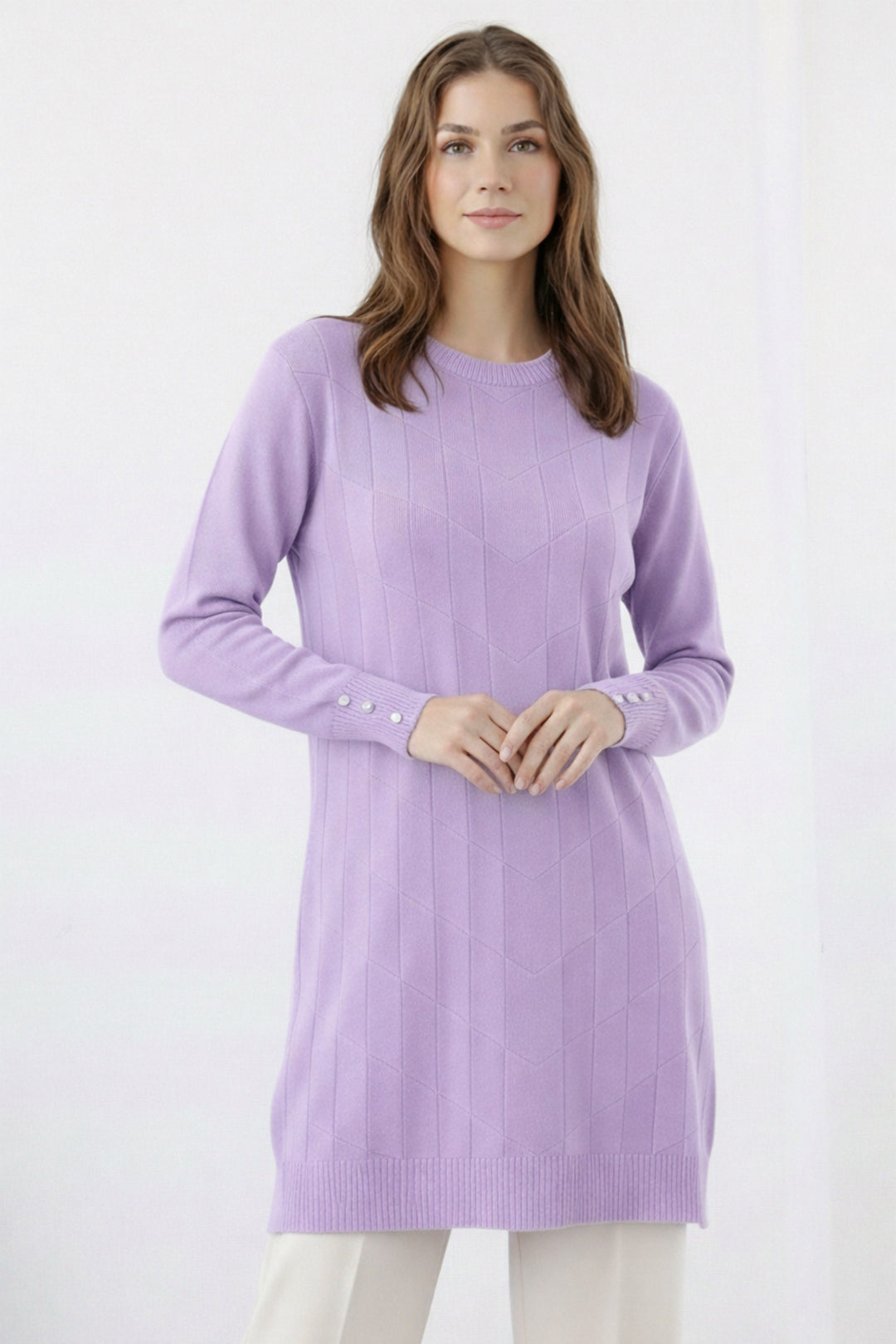 BNG Women Desenli Tunik N3293 Lila - Macon
