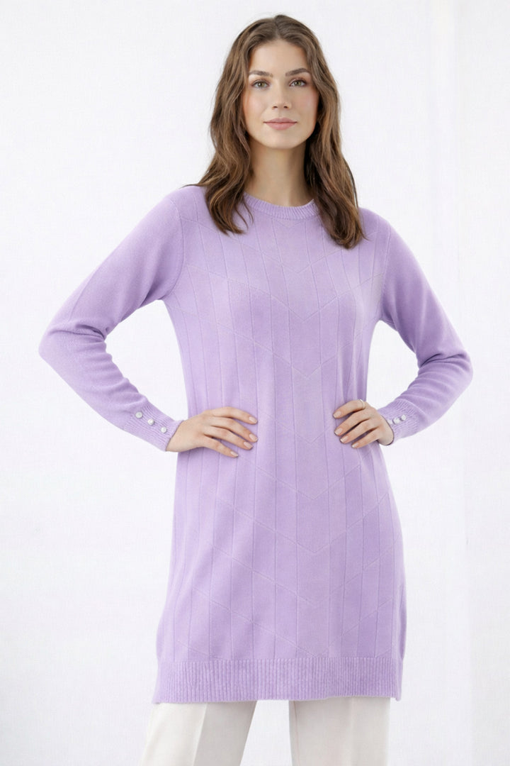 BNG Women Desenli Tunik N3293 Lila - Macon