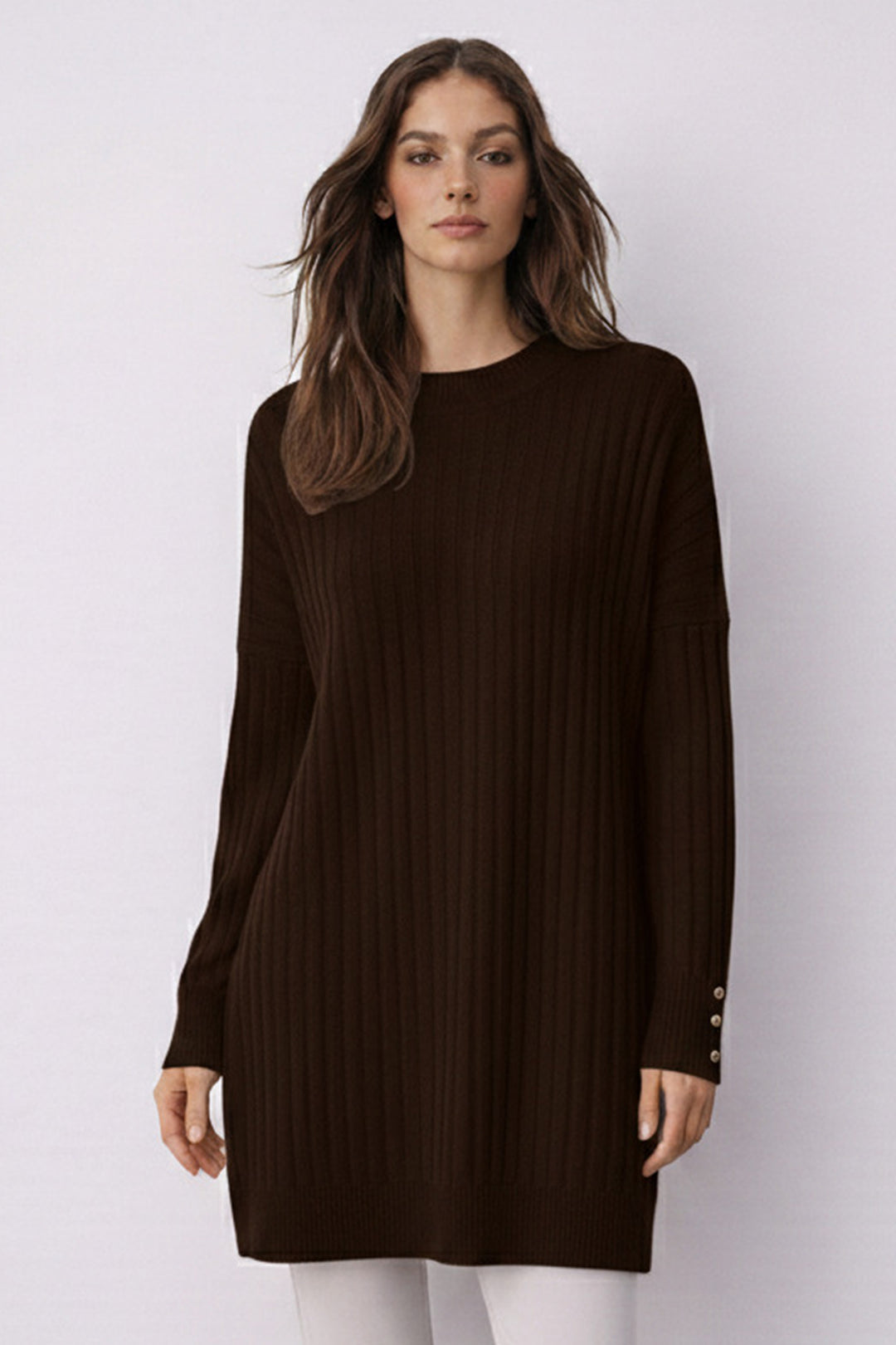 BNG Women Desenli Tunik N3170 Kahverengi - Germantown
