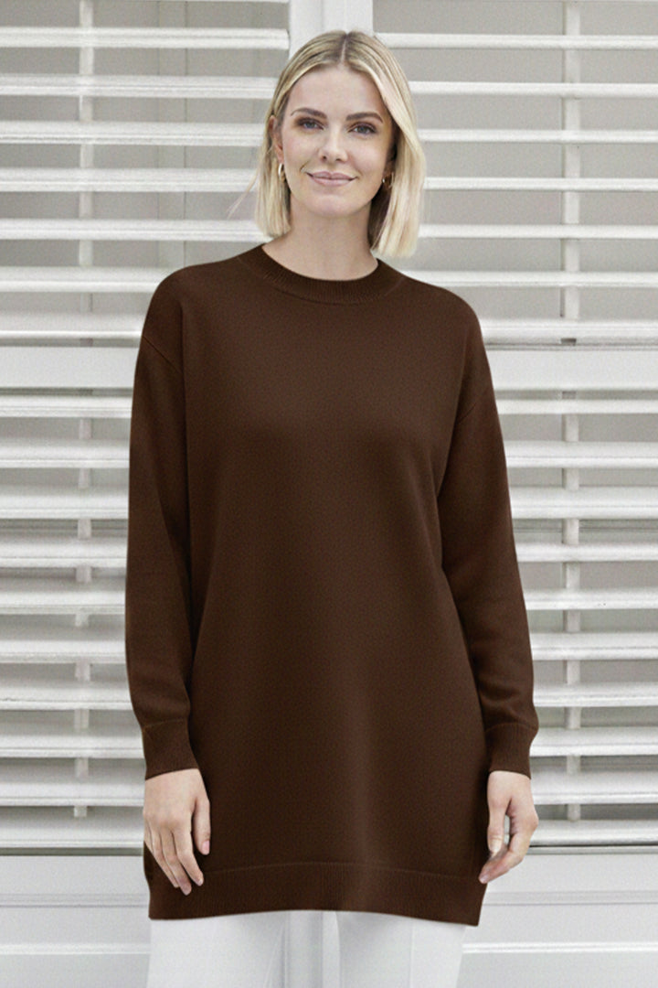 BNG Women Tesettür Tunik N3177 Kahverengi - Downey