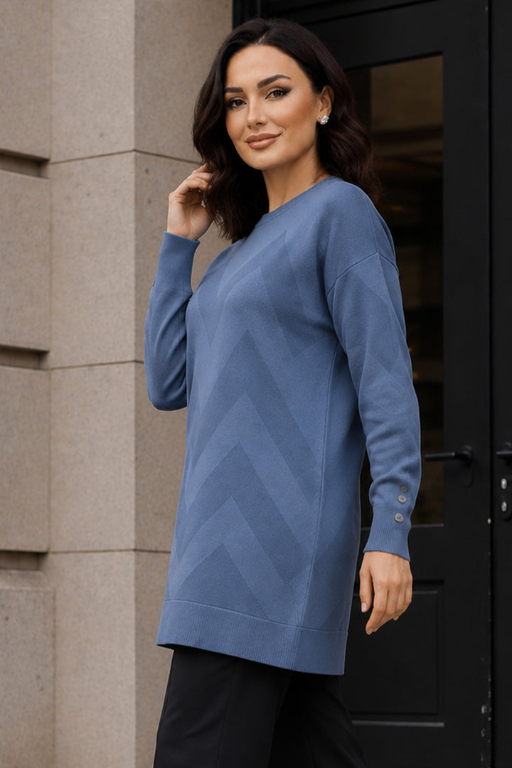 BNG Women Desenli Tunik N3183 İndigo - Antony
