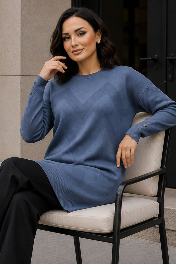 BNG Women Desenli Tunik N3183 İndigo - Antony