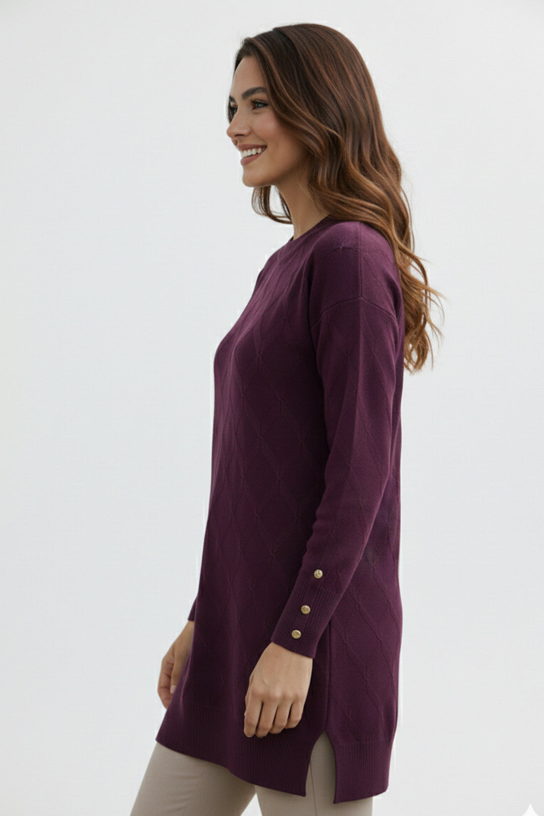 BNG Women Desenli Tunik N3288 Bordo - Lille