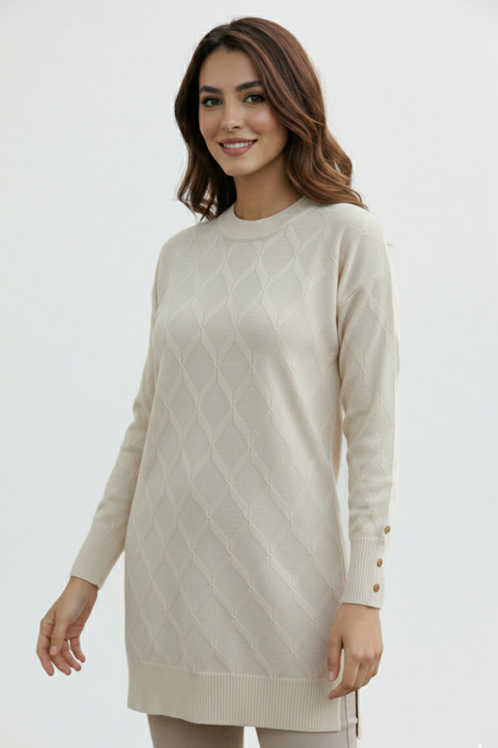 BNG Women Desenli Tunik N3288 Taş Rengi - Monroe