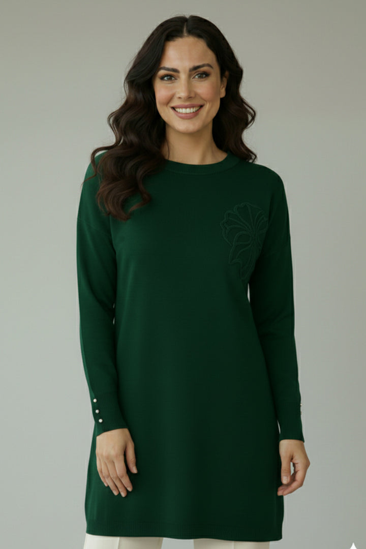 BNG Women Çiçek Desenli Tunik N3303 Zümrüt Yeşili - Viana do Castelo