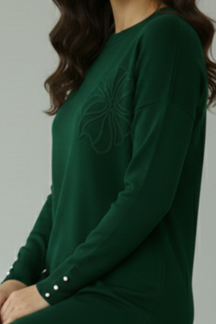 BNG Women Çiçek Desenli Tunik N3303 Zümrüt Yeşili - Viana do Castelo