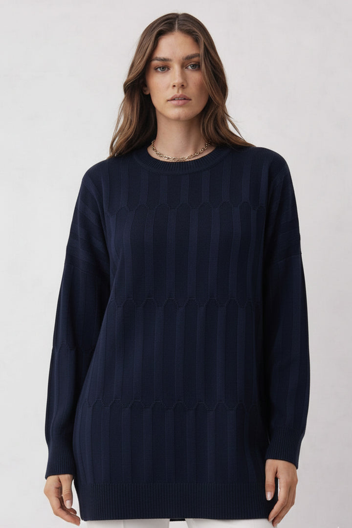 BNG Women Desenli Tunik N3174 Lacivert - Gravina in Puglia