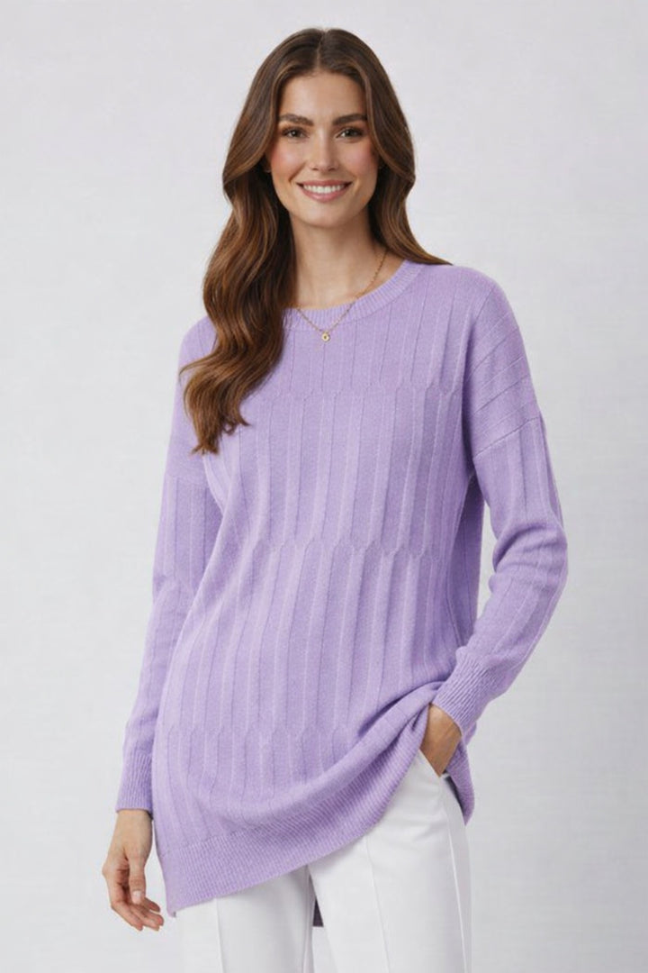 BNG Women Desenli Tunik N3174 Lila - Moore