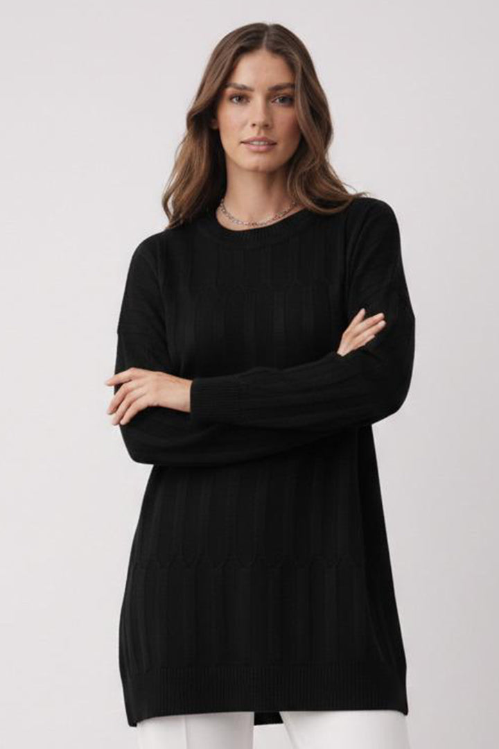 BNG Women Desenli Tunik N3174 Siyah - Foligno