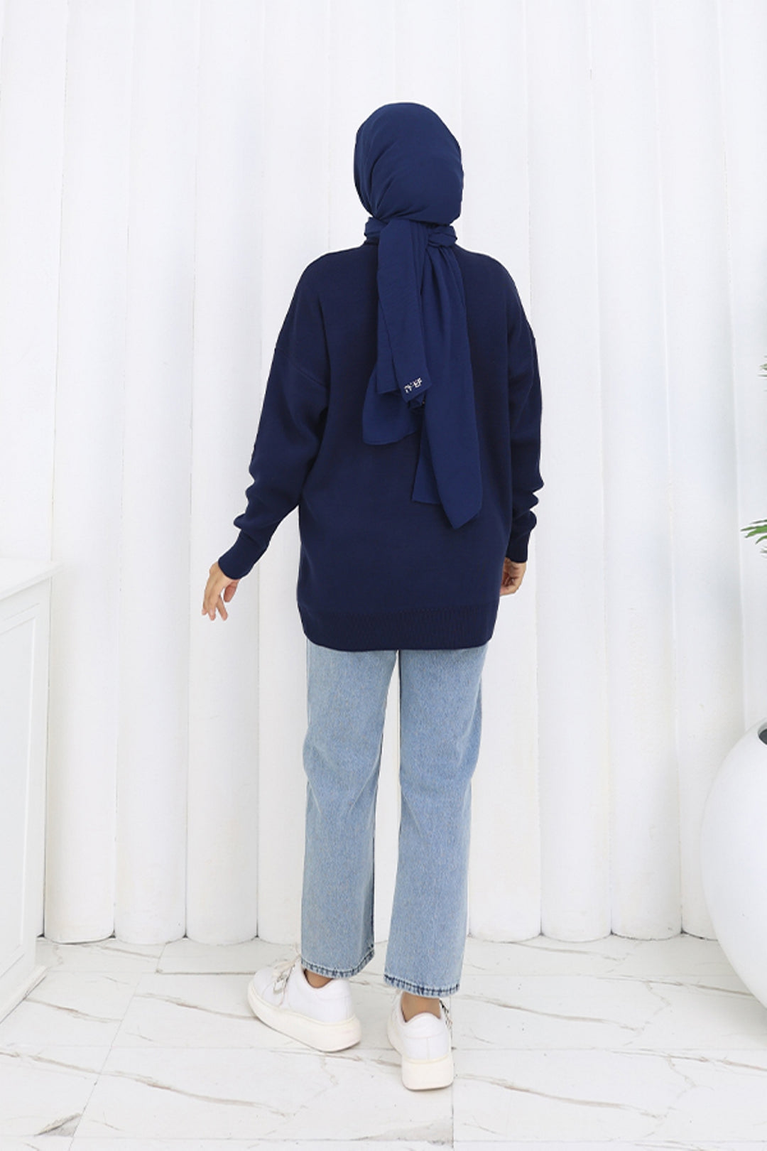 BNG Women Kalp Nakışlı Triko Kazak N3254 Lacivert - Fuenlabrada