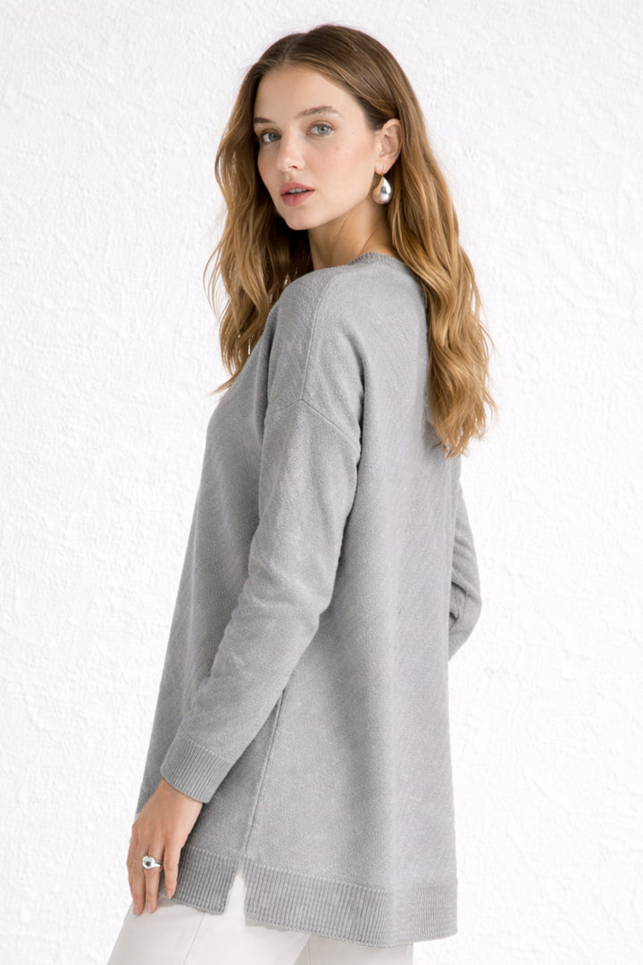BNG Women Desenli Tesettür Tunik N3192 Gri - Jalacingo
