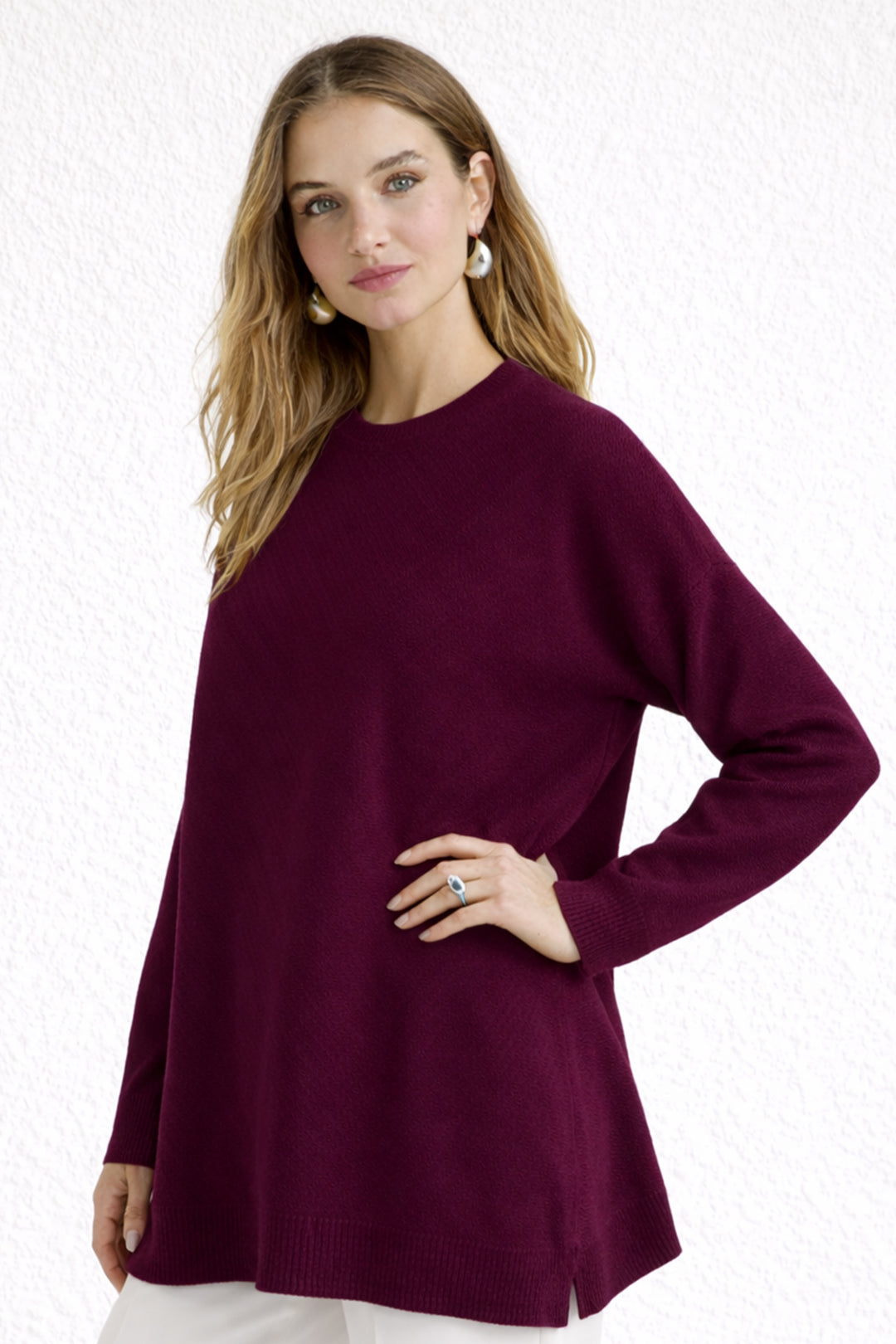 BNG Women Desenli Tesettür Tunik N3192 Mürdüm - Woodstock
