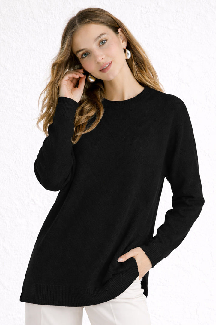 BNG Women Desenli Tesettür Tunik N3192 Siyah - Mauldin