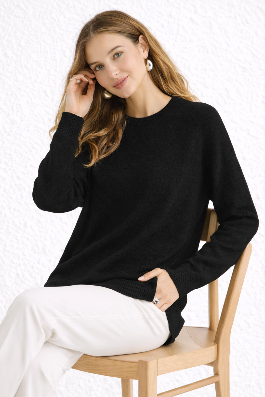 BNG Women Desenli Tesettür Tunik N3192 Siyah - Mauldin