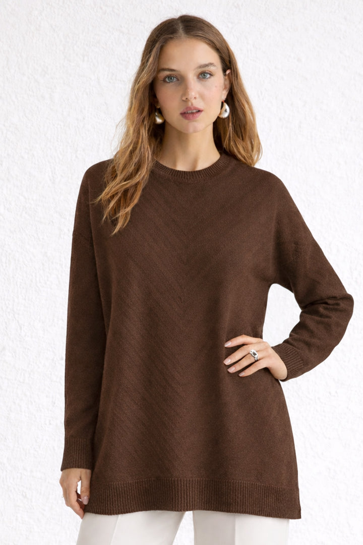 BNG Women Desenli Tesettür Tunik N3192 Vizon - Düren
