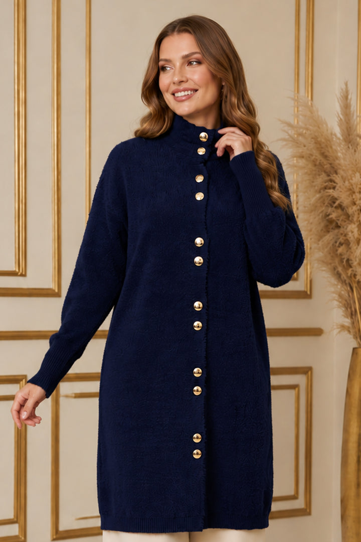 BNG Women Düğmeli Sakal Hırka N3265 Lacivert - Castelldefels