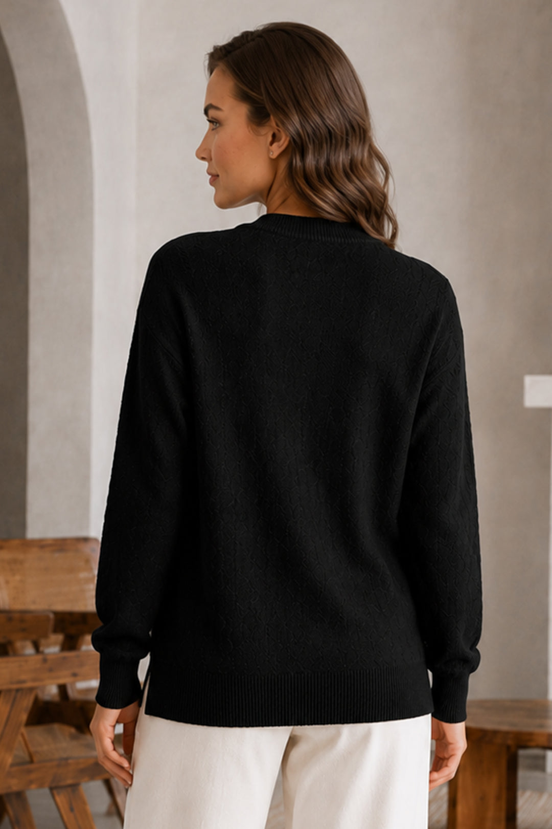 BNG Women Düğmeli Sakal Hırka N3328 Siyah - Cambridge